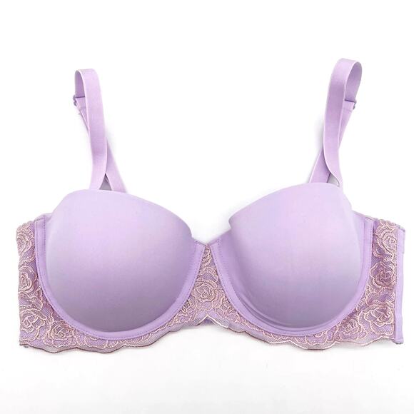 Maidenform Women 34D Love The Lift Balconette Bra Lilac Convertible DM9905 Lace - Picture 1 of 10